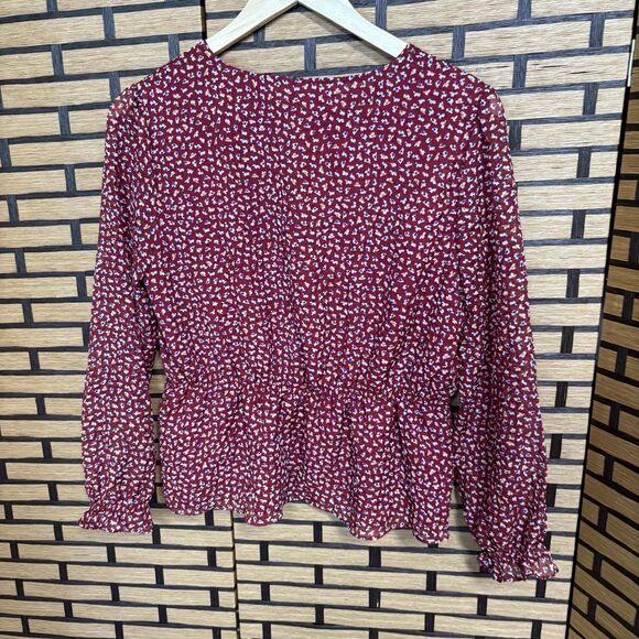 Madewell Burgundy Blouse Size Small - Picture 2 of 8